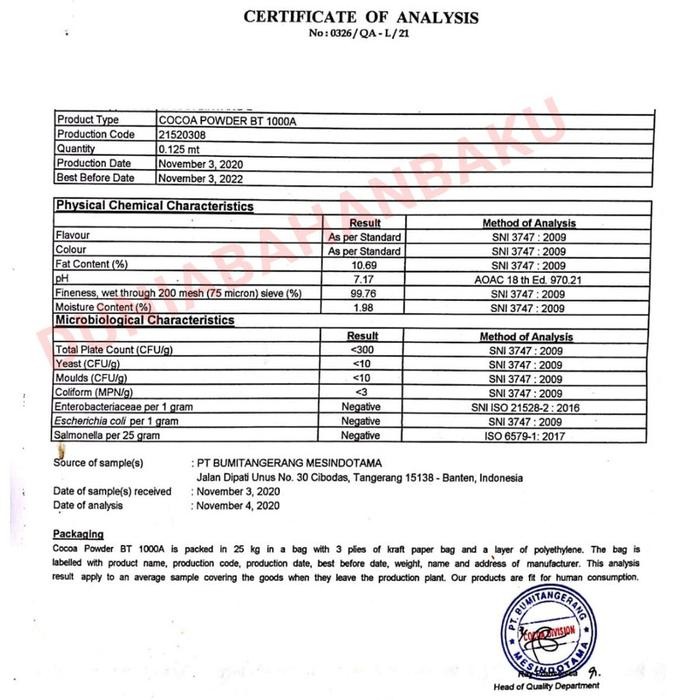 BT COCOA JAVA BLACK CHOCOLATE BT 910 25 KG