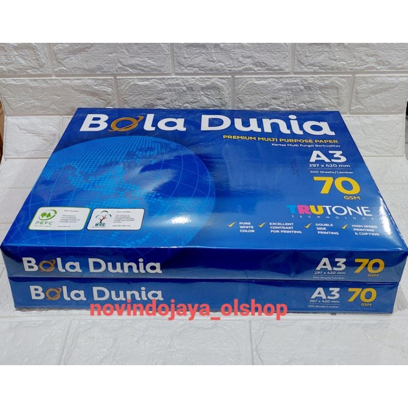 

KERTAS HVS A3 70 GRAM BOLA DUNIA TERMURAH