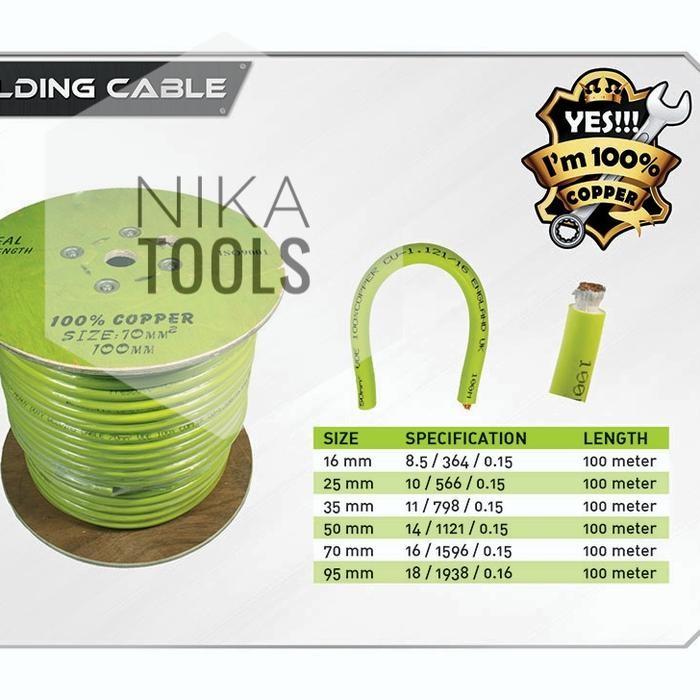 PREMIUM Kabel Las 16mm Welding Cable 16mm Doziro Full Tembaga Asli