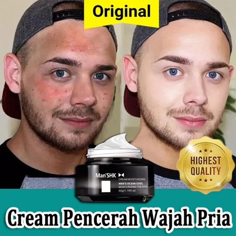 krim pemutih wajah Pria 50g Krim Pria Pelembab glowing skincare pemutih wajah Memperbaiki Kulit