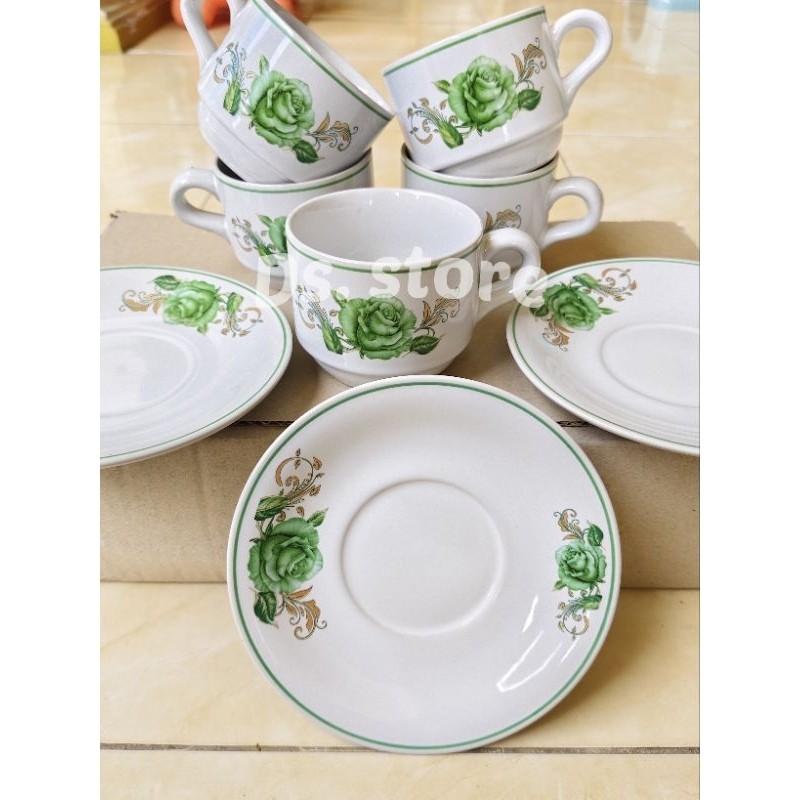 Bombardilomedis Cangkir Set Rose Keramik/Gelas Kopi Keramik/Kopin/Gelas Teh/Mug Tatakan Set