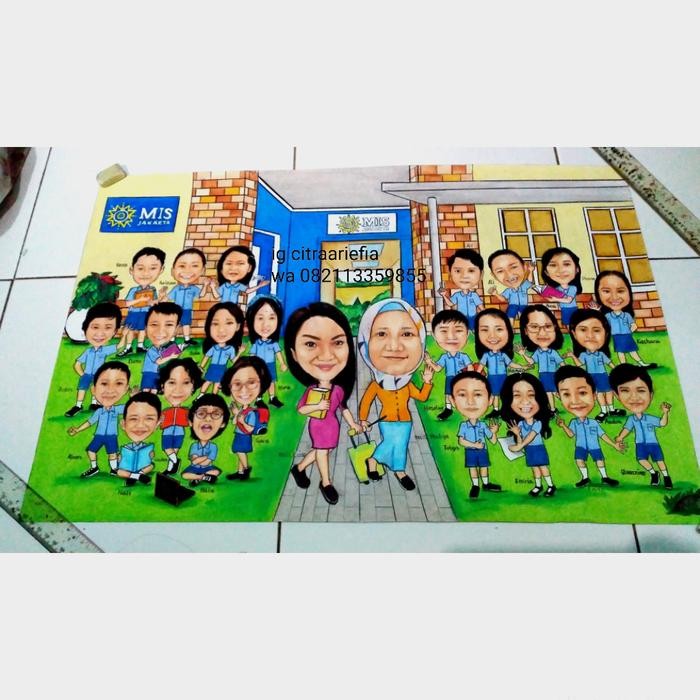 Kado Guru Farewell Pensiun Perpisahan Karikatur Dan Sketsa #Gratisongkir