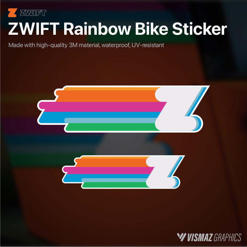 Zwift Inspired Rainbow Bike Stickers Waterproof & Uv-Resistant Decals