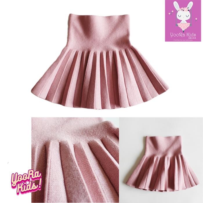 Yoorakids Rok Circular Skirt Rajut Pleated rok melingkar Tebal anak perempuan premium import cewek
