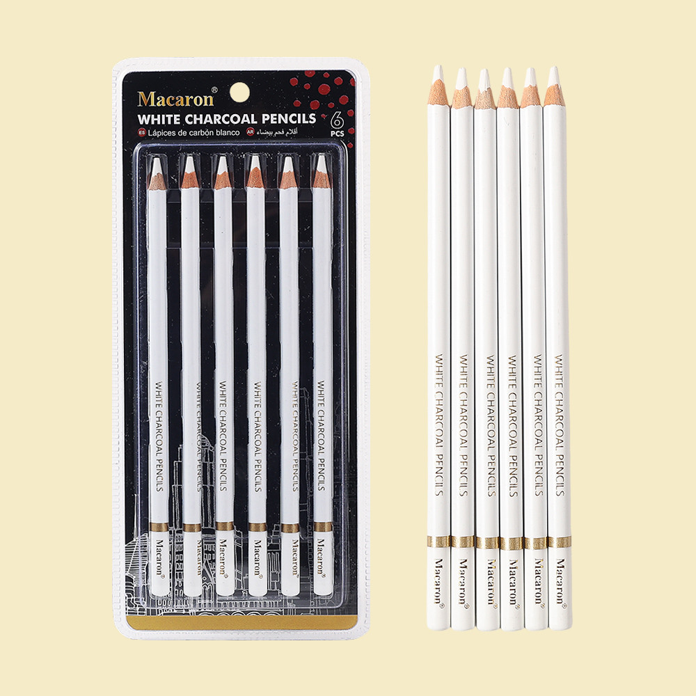 

6 Pcs White Charcoal Pencils Set Highlight Sketching Pencils Artists Bold White Charcoal Transparent