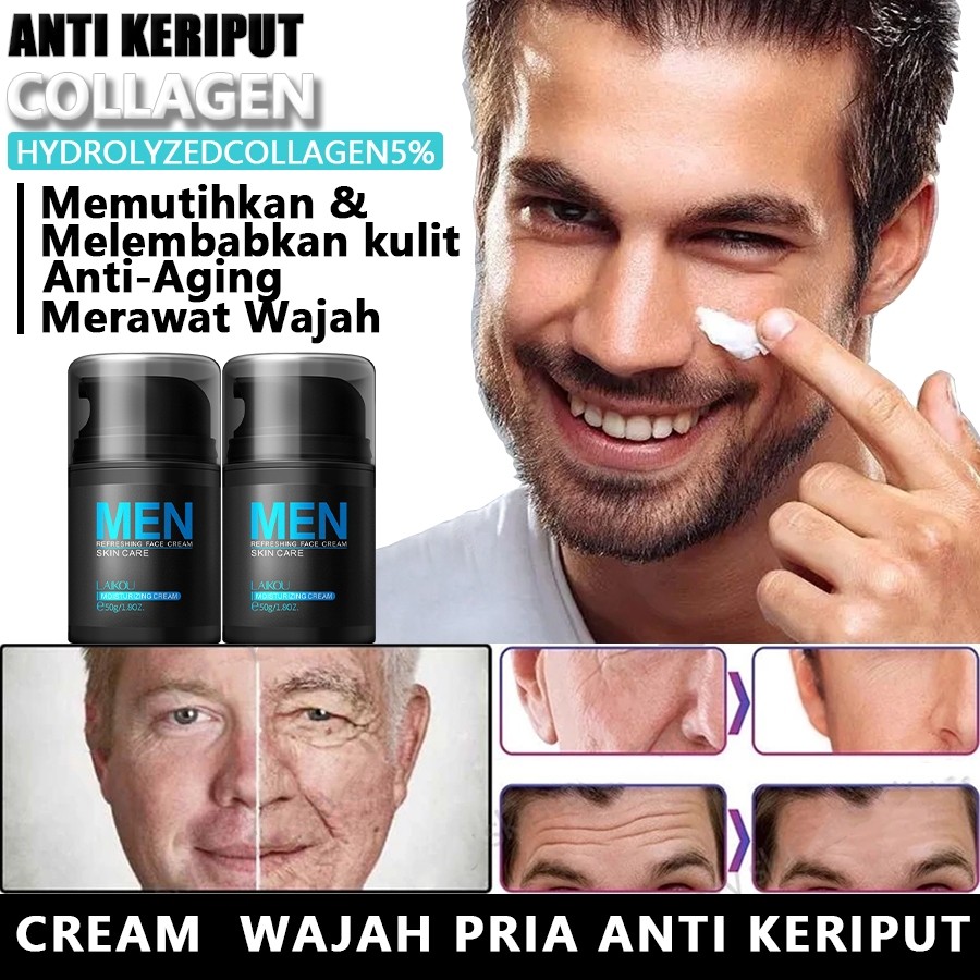 Krim Pemutih Wajah Pria, Krim Wajah Anti Kerut Pria, Pemutih&Anti Kerut, Pelembab & Pencerah, Krim