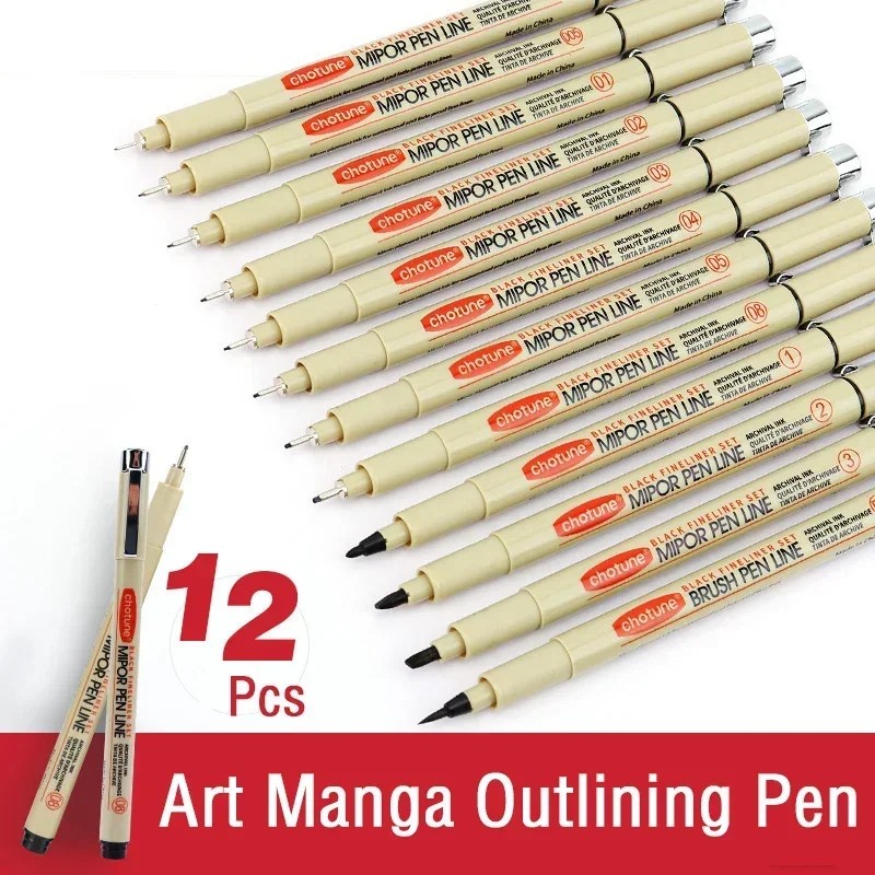 

Art Cartoon Outlining Pen Pigment Liner Micron Pen Marker Set Hook Line Needle Pen For Sketch Soft