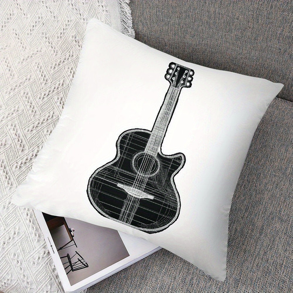 

Guitar Sketch Pillow - Modern Home Decor, Adds Musical Charm, Artistic Style, And Creative