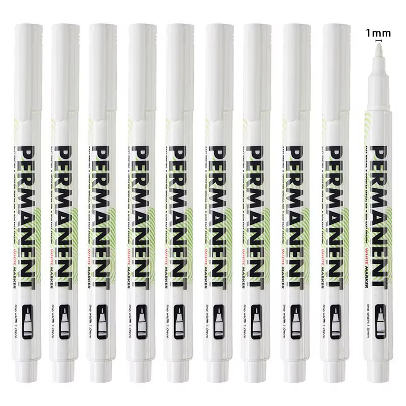 

10/12Pcs White Marker Pen, 1.0/3.0Mm Graffiti Pens, Waterproof, Permanent Tire Painting, Notebook