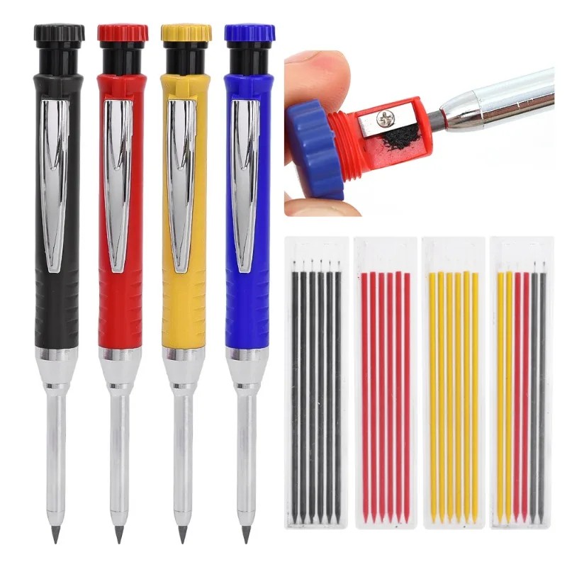 

Carpenter Pencils Set Construction Pencils Deep Hole Mechanical Carpenter Pencil With 2.8Mm Refills
