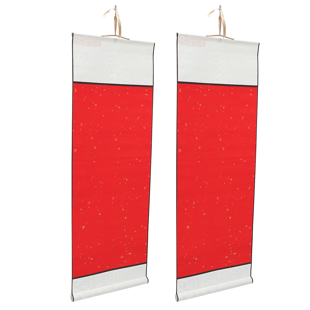 

2Pcs Calligraphy Paper Blank Scrolls Chinese Hanging Painting Red Drawing Watercolor Practice