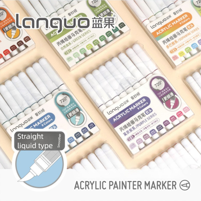

Languo Soft Tip Large Capacity Direct Liquid Acrylic Painting Marker; Roller Ball Graffiti Painting