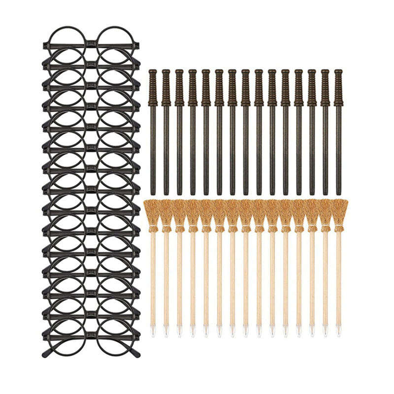 

45 Pack Witch Broom Pencils And Wands Round Frame Pencils And Glasses No Lens, Witch Wand Theme