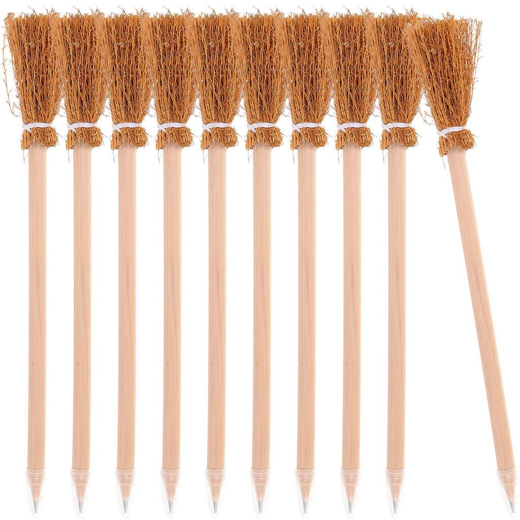 

10Pcs Wood Pencils Witch Broom Shaped Pencils Broom Pencils For Beginners Students Writing Halloween