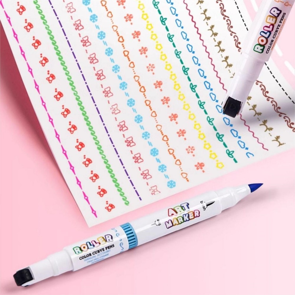 

Upgrade Curve Highlighter Pen Roller Stamp Kids For Journal Highlighters Writing Notebook School