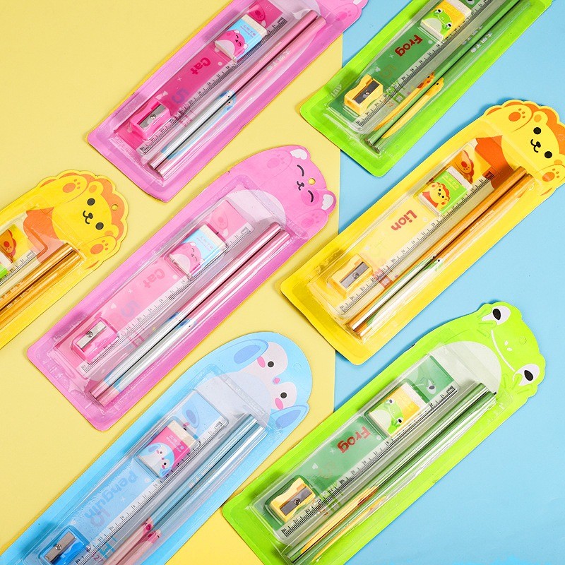 

5Items Stationery Set Children'S Day Gifts New Semester Gift Package Pupils Pencil Eraser Pencil