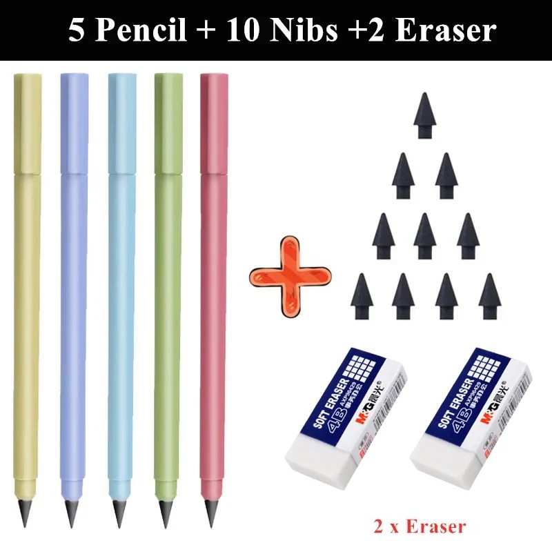 

Graphene Infinity Pencil With Eraser Set Drawing Writing No Sharpening Eternity Endless Pencil