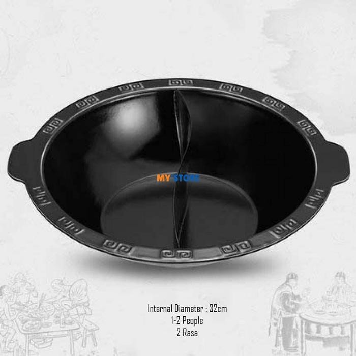 Terbaru Panci Hotpot 2 Rasa Naga Shabu Shabu Steamboat Hitam Timbul Resto