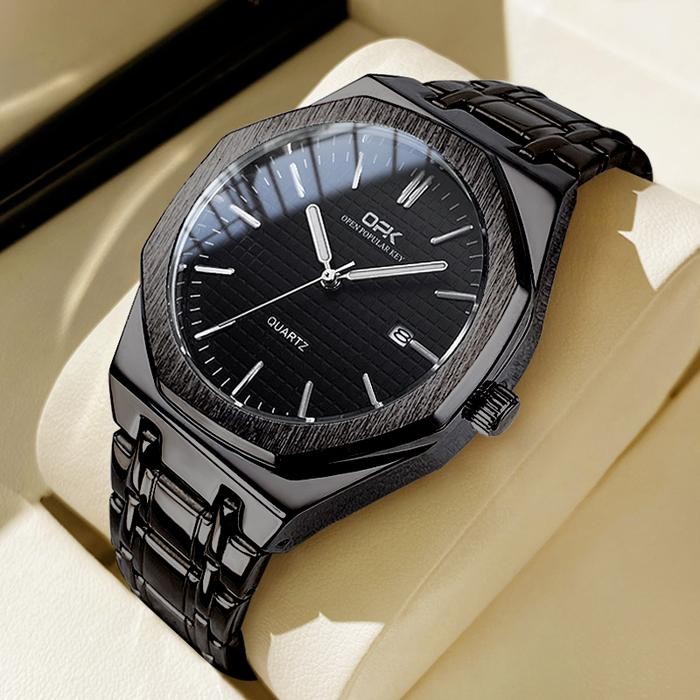 Zylo- Opk Jam Tangan Pria Tahan Air Asli Rantai Keren Terbaru Baja Tahan Karat Hitam Putih