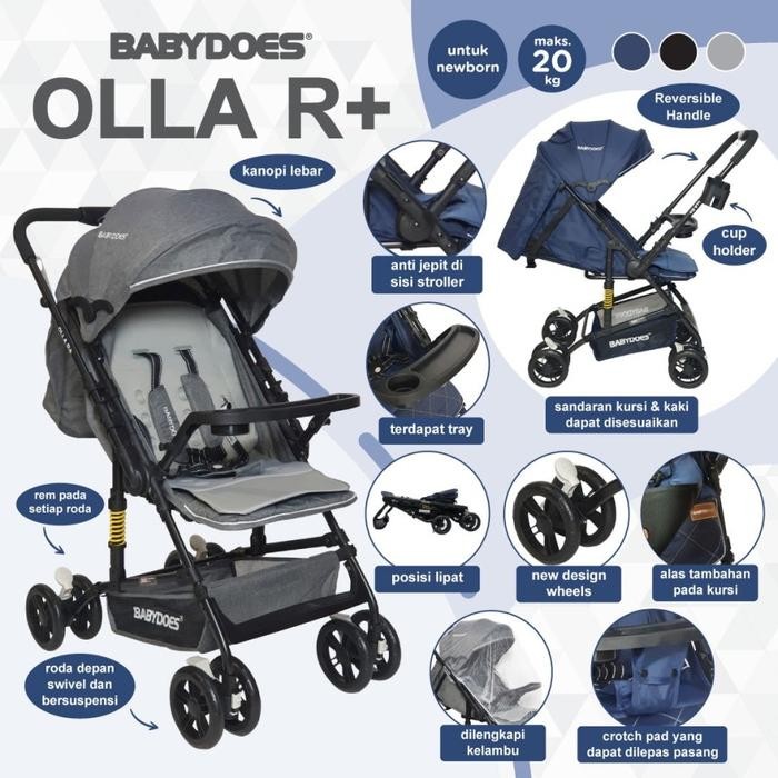 Stroller Reversible Babydoes Olla R+ / Kereta Dorong Bayi Kursi Roda 2 Arah -Gratisongkir