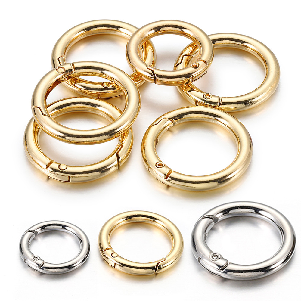 

10Pcs/5Pcs Spring Clasp Keychain Ring Kc Gold Color Openable Round Carabiner Hook Buckle Bag Chain
