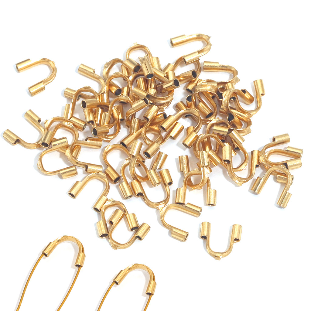 

50Pcs Stainless Steel 18K Gold Plated Wire Protectors Wire Guard Guardian Protectors Loops U Shape