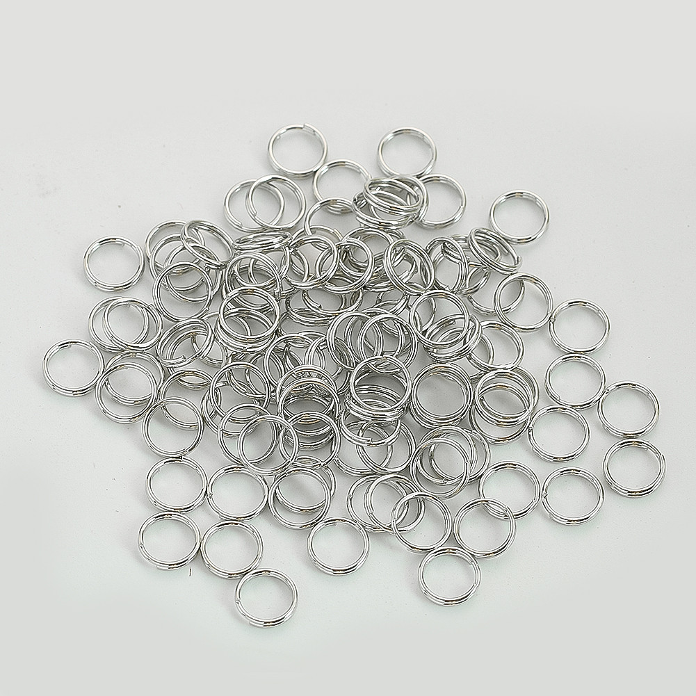 

100Pcs 8Mm Stainless Steel Metal Double Ring Open Keychain Pendant Interface Connector Diy Jewelry