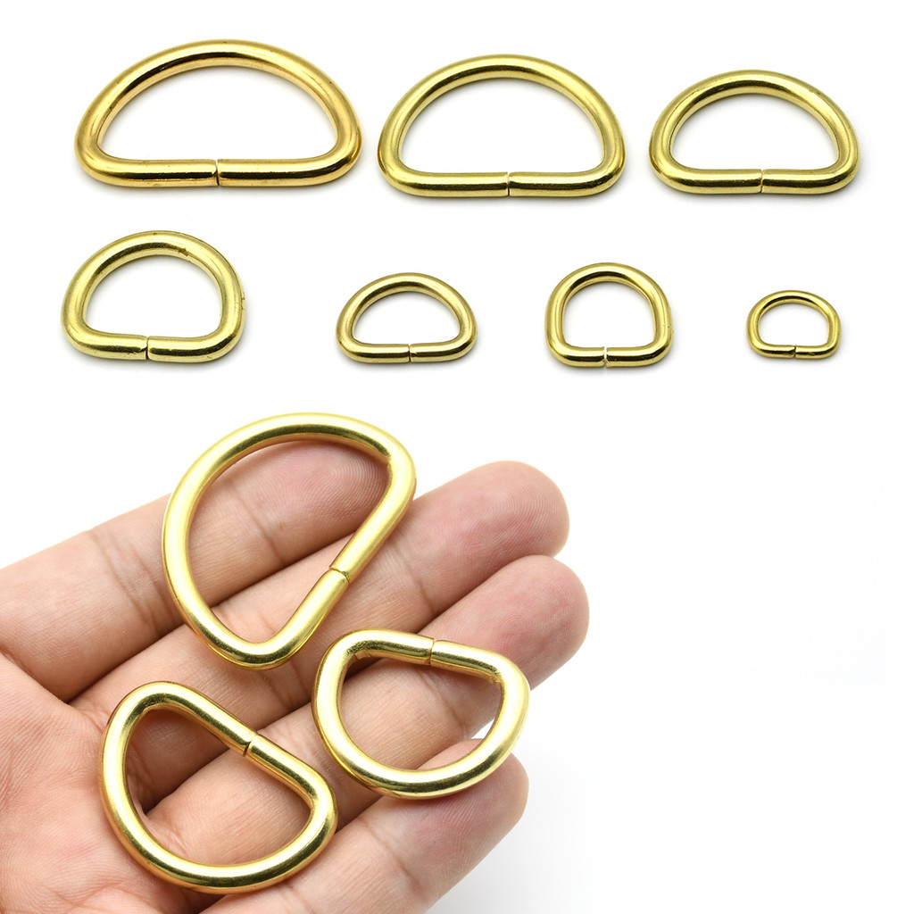 

2Pcs Solid Brass D Rings Buckles For Bag Parts Strap Belt Purse Webbing Dog Collar 10-38Mm Inner