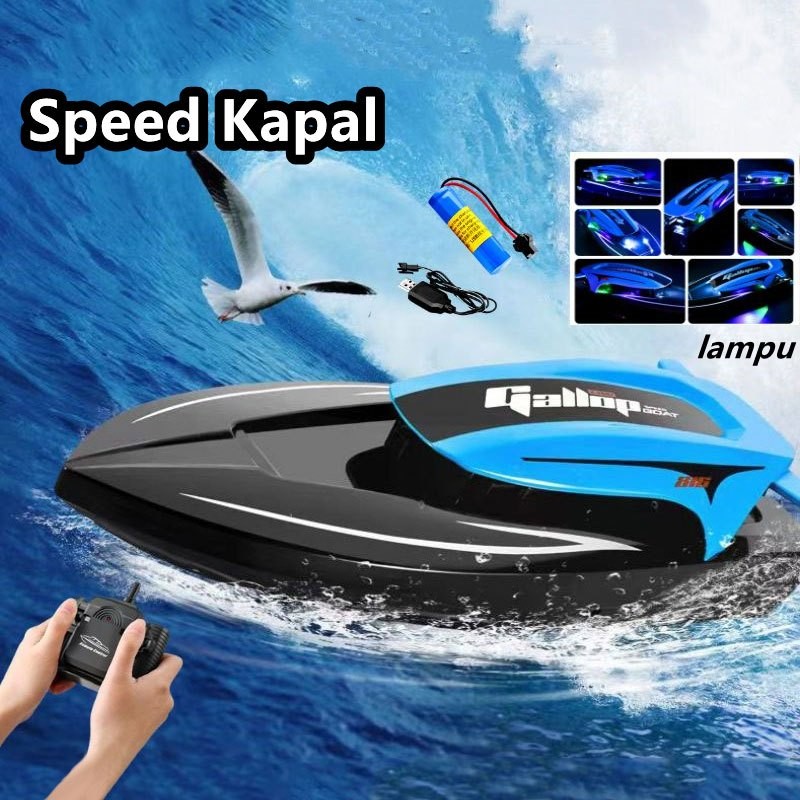 LUKATSU Mainan Speed Boat Remote Control 2.4GHz Kapal Pesiar Tahan Air 20km/h Mainan Speedboat Air