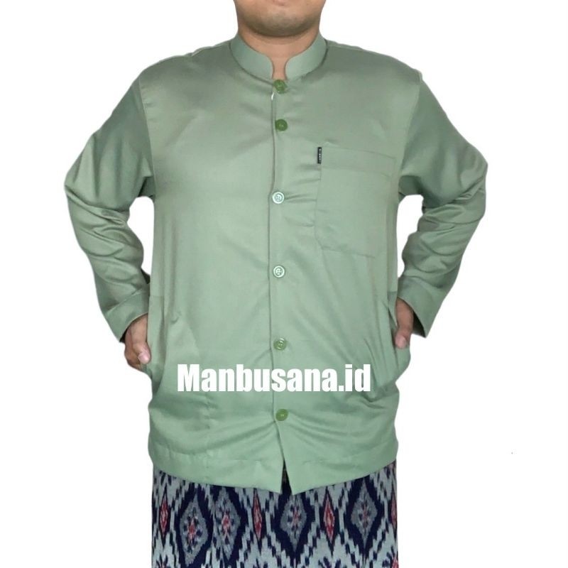 PROMO / GROSIR Baju Koko Almahi Saku Samping Kerah Sanghai Muslim Pria Dewasa
