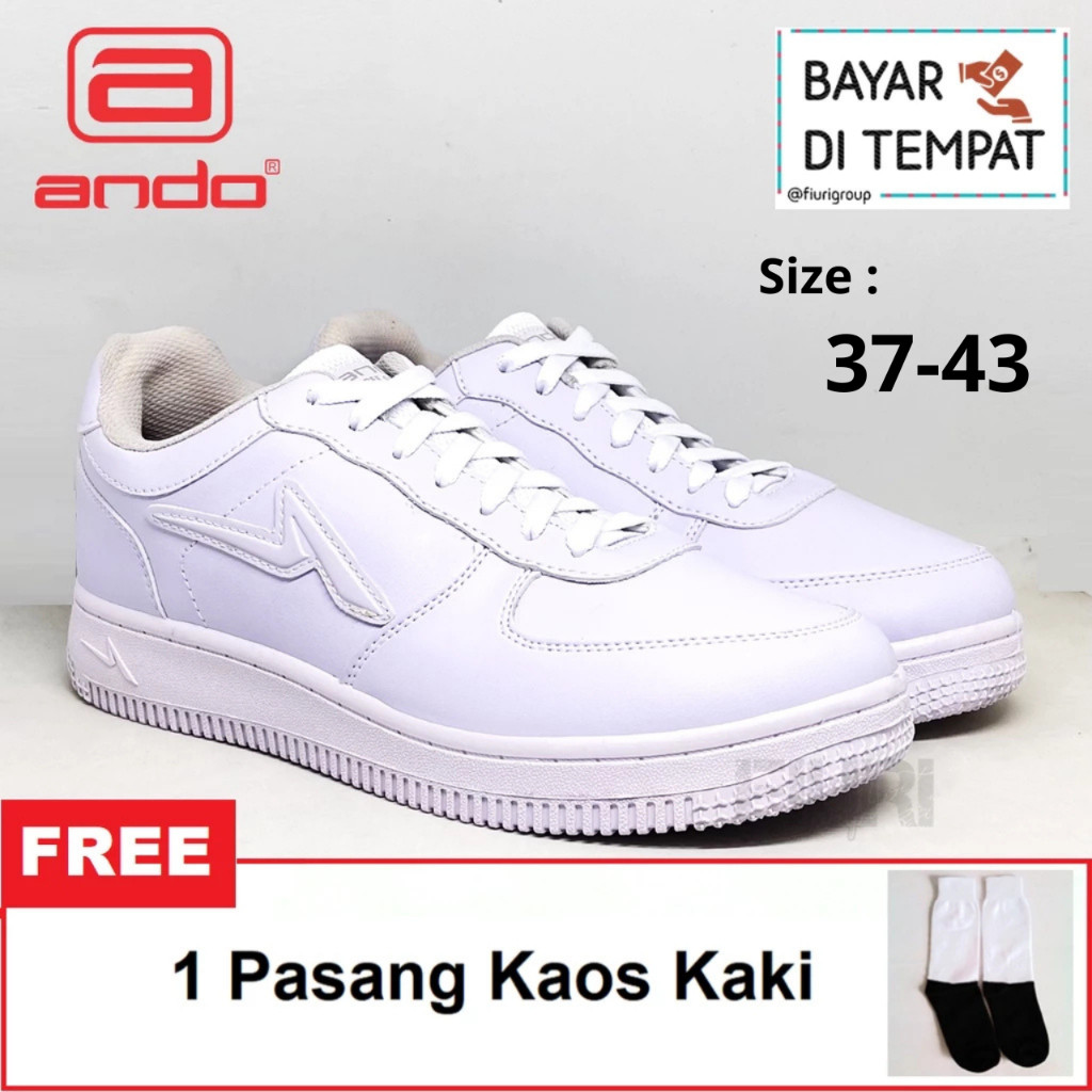 PROMO / FIURI - ANDO ORIGINAL - TRICKS 37-43 FULL PUTIH - Sepatu Kets Pria - Sepatu Sneakers Putih
