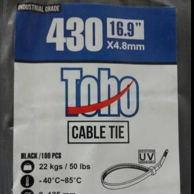 

TERBARU! Toho Cable Kabel Tali Ties Tie Tis 4.8 mm x 430 isi 100 PUTIH HITAM