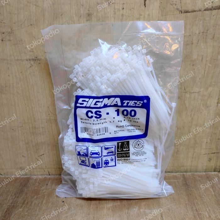 

TERBARU! kabel tis 10cm SIGMA CS-100 isi 1000 cable ties sigma 10cm putih/hitam