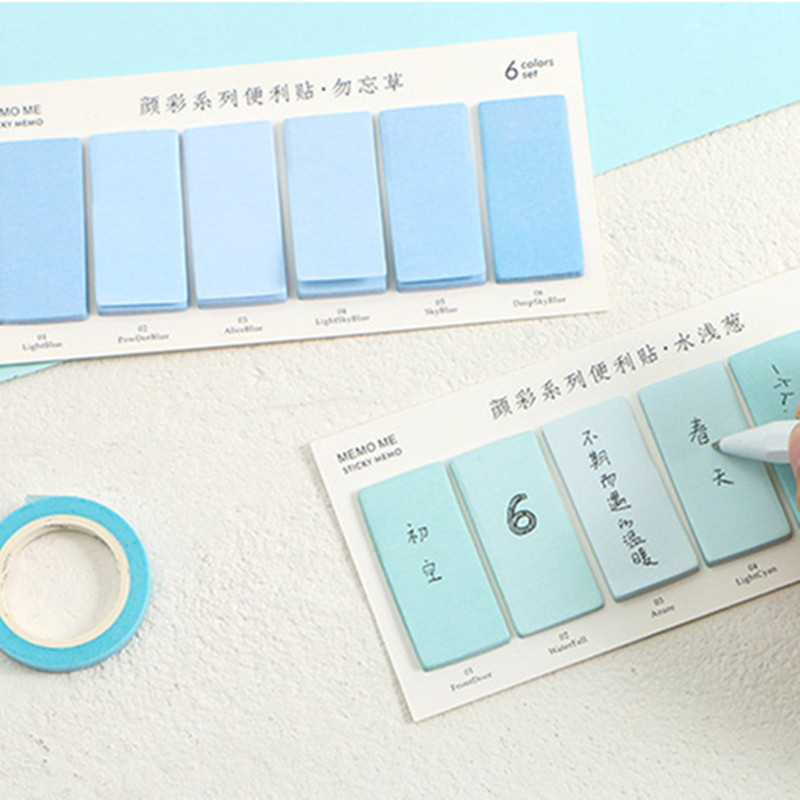 

6 Colors Set Cute Novelty Sticky Notes Memo Pad Index Sticker Bookmark Page Flag Sticker School