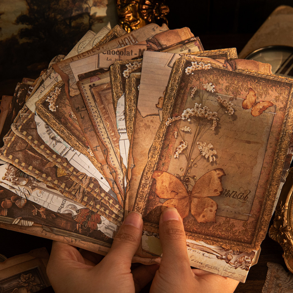 

30Pcs/Lot Memo Pads Material Paper Dark Wood Color Junk Journal Scrapbooking Paper Background