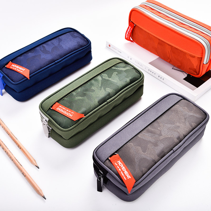 

Double Zipper Camouflage Canvas Pencil Case Boys Pencil Bag School Stationery Bag Student Pen Case