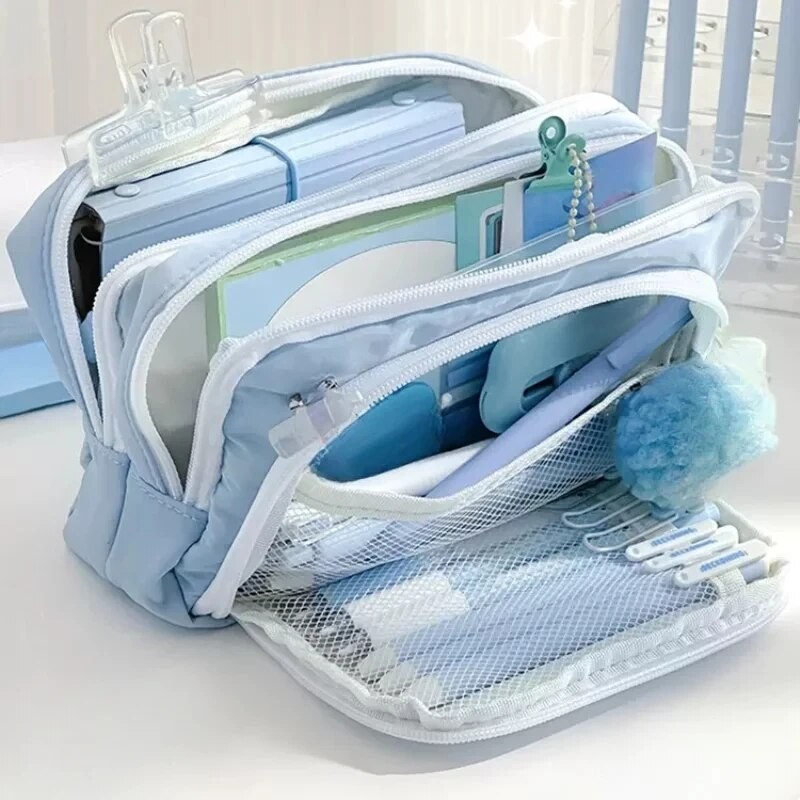 

Kawaii Large Capacity Pen Bag Korean Pencil Pouch Multilayer School Case Stationery Holder Bag