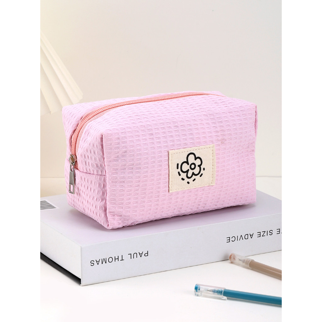 

Waffle Fabric Pencil Case Back-To-School Pencil Pouch Stationery Organizer Office School