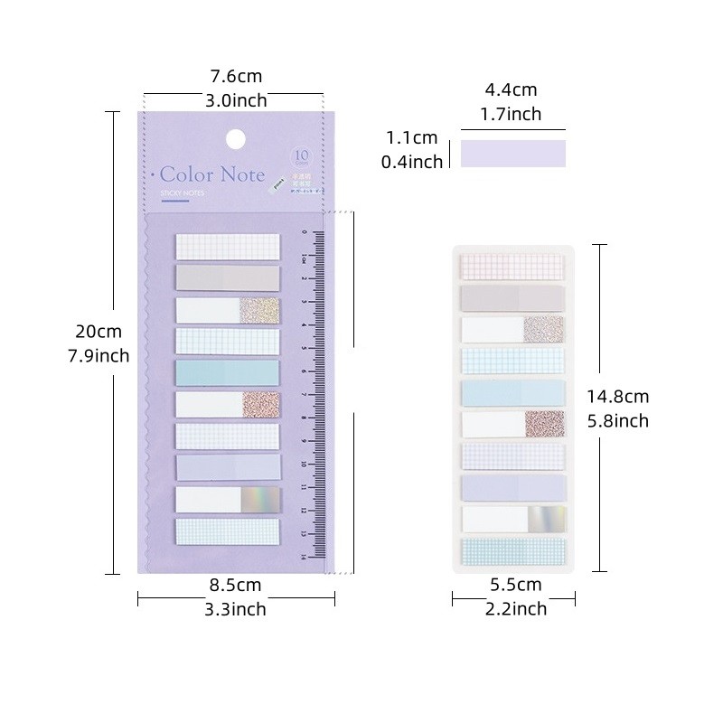 

1/6Pcs Color Note Self-Adhesive Memo Pad Glitter & Transparent Index Stickers Label Tag For Office