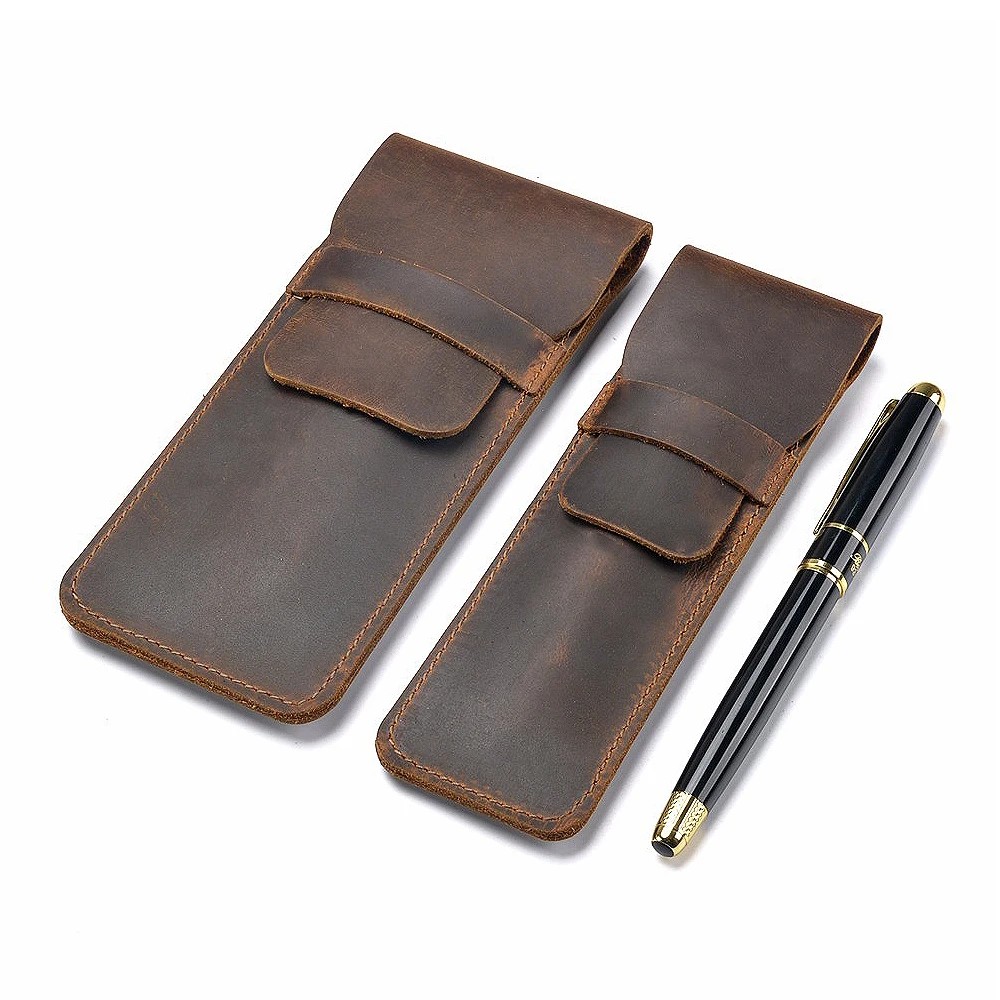 

Handmade Genuine Leather Pen Bag Cowhide Pencil Bag Vintage Retro Style Accessories For Travel