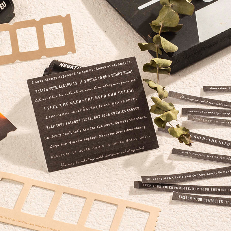 

Yoofun 94Pcs/Pack Vintage Material Pack Includes Stripe Stickers Film Frame Material Paper For