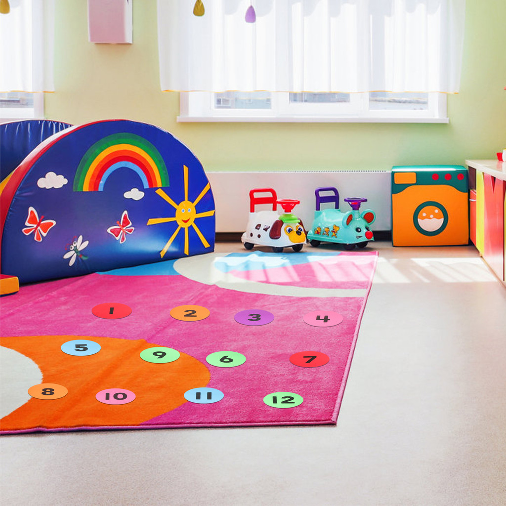 

36 Pcs Multicolor Carpet Markers Child Circle Rug Colored Number Stickers Nylon Identification