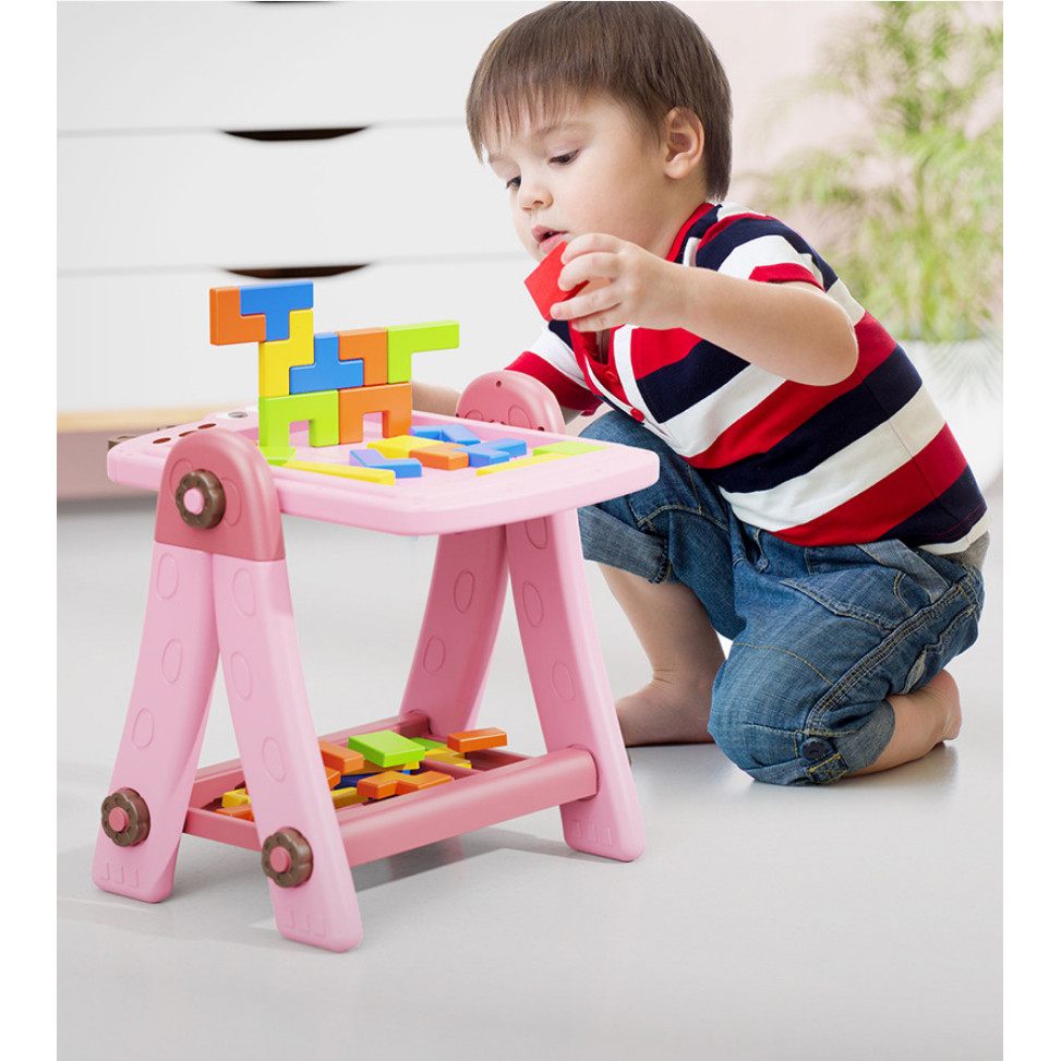 

Children'S Double-Sided Drawing Table, Graffiti Drawing Board, Dual-Use Baby, Russian Building