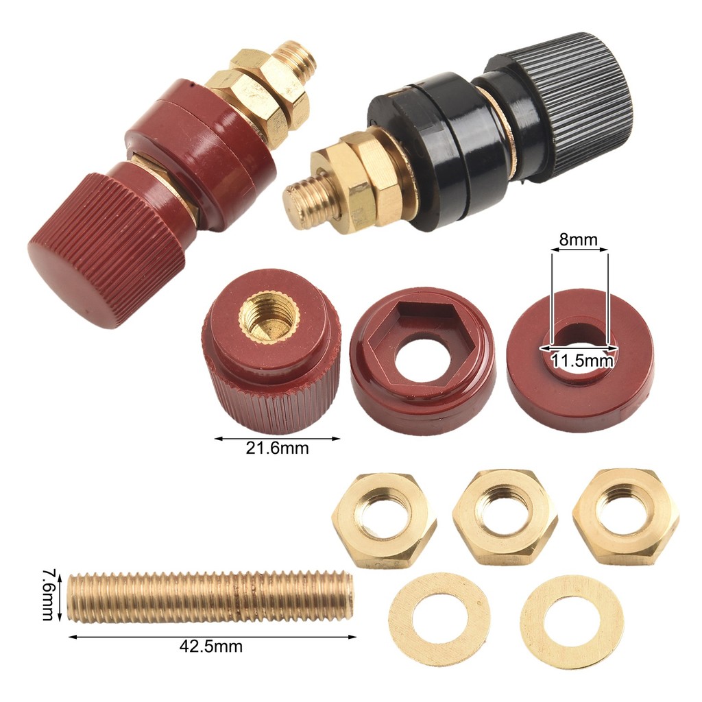 1 Pair Binding Post M8 Thread 555 Type Brass Stud Power Junction Post Connector Welding Machines Rou