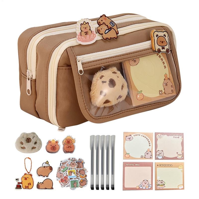 

Aesthetic Clear Pencil Pouch Capybara Large Capacity Pencil Pouch Cute Workplace Stationery Large