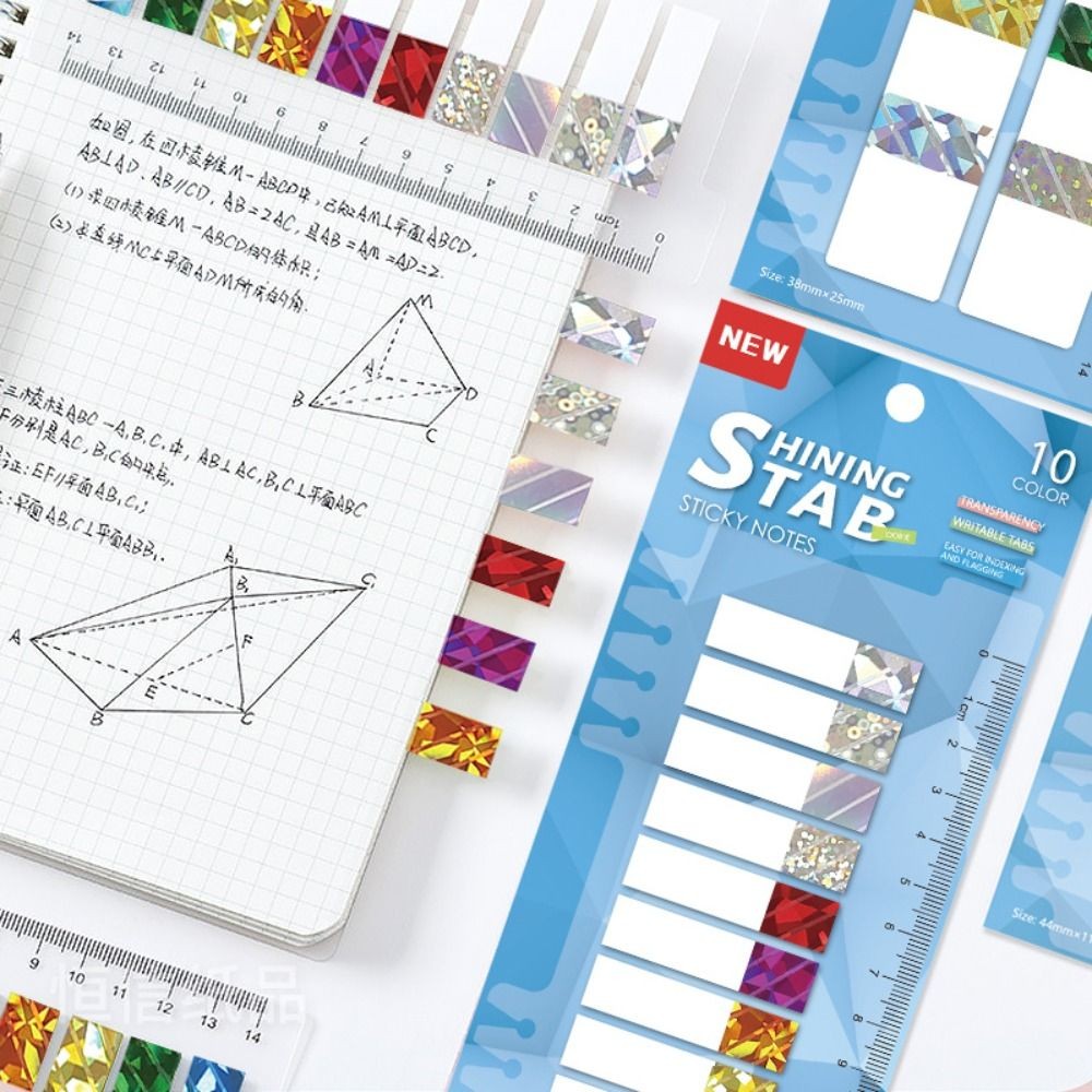 

Laser Gem Transparent Sticky Notes Self-Adhesive Bookmarkers Annotation Reading Book Clear Tab