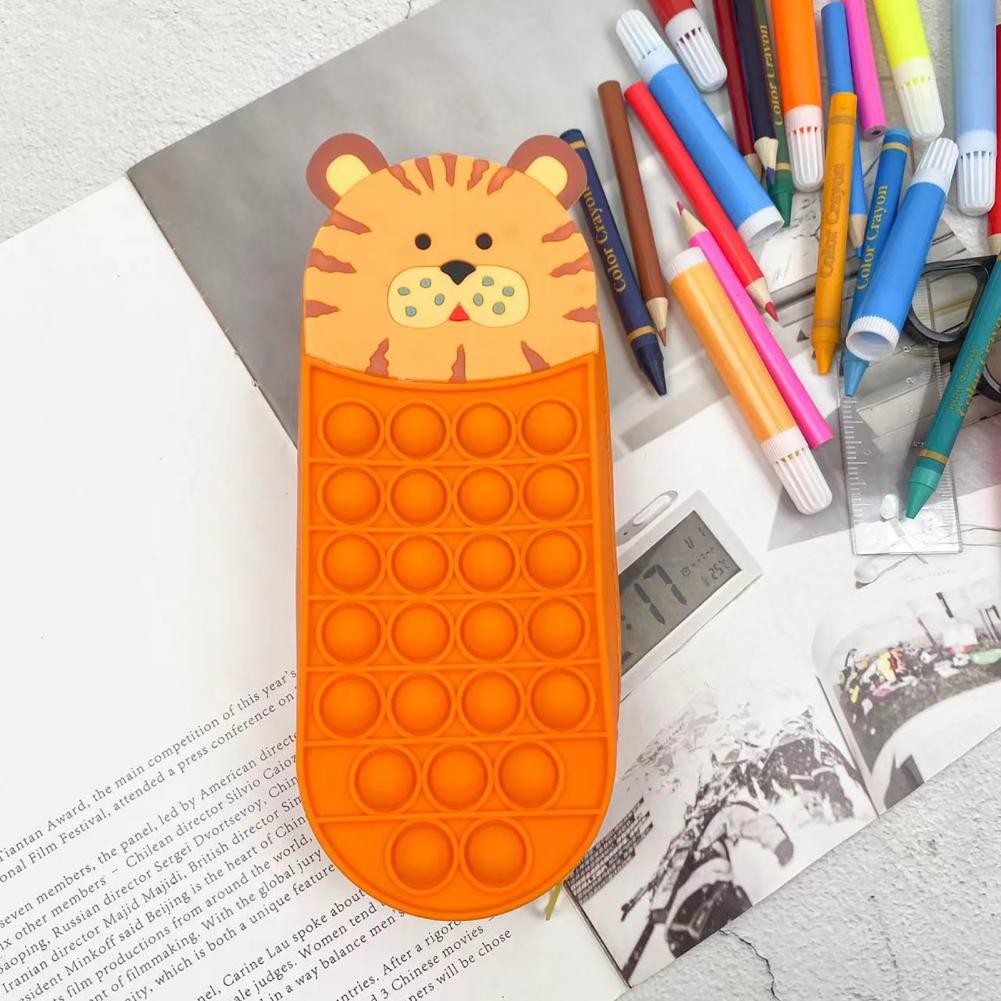 

Cartoon Silicone Pencil Case Push Puzzle Design Stress Relief Stationery Storage Bag Decompression