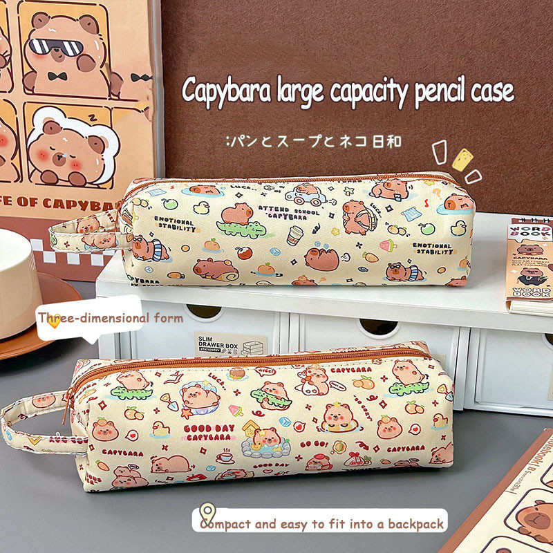 

Large Capacity Pencil Bag Cute Capybara Kawaii Aesthetic Stationery Holder Bag Children Pen Case