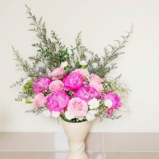 JTTOP" PEONY ALEXANDER FLEMMING ARRANGEMENT FRESH FLOWER BUNGA ASLI VASE VAS