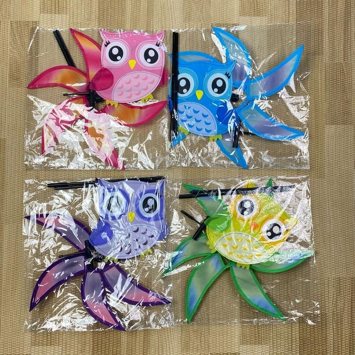KOLECER KINCIR ANGIN OWL BURUNG HANTU PINWHEEL MAINAN ANAK GOODIE BAG HAMPERS ULTAH KITIRAN